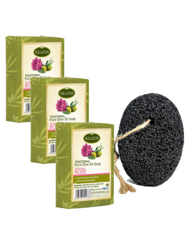 Jabón de Oliva Rosa Kalliston con Piedra Pómez 4 Unidades