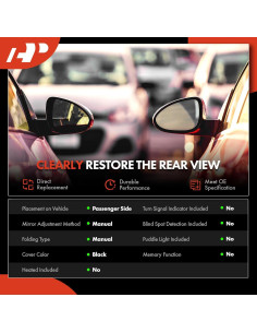 Espejo Retrovisor Manual A-Premium Lado Derecho Toyota Yaris 2006-2011 2