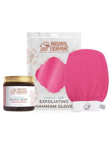 Jabón Negro Marroquí Natural Elephant 200g + Guante Exfoliante