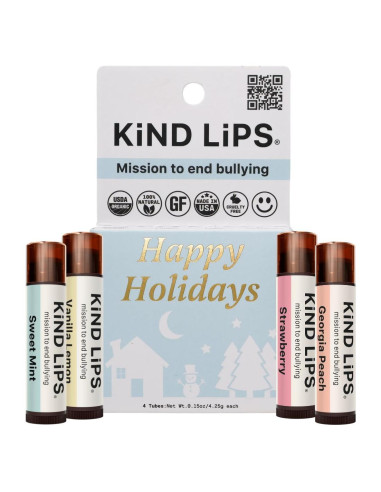 Bálsamo Labial Orgánico Kind Lips 4-Pack - Sin Gluten, Natural
