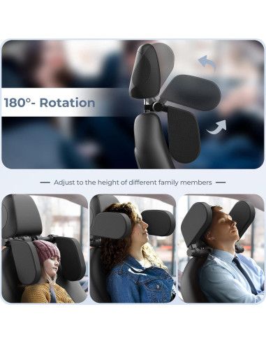 Almohada Ajustable Yoocaa para Reposacabezas de Coche - Negro