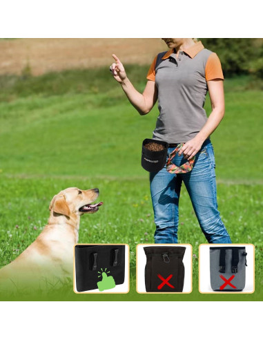 Bolsa de golosinas para perros SZO con cierre magnético - Negro
