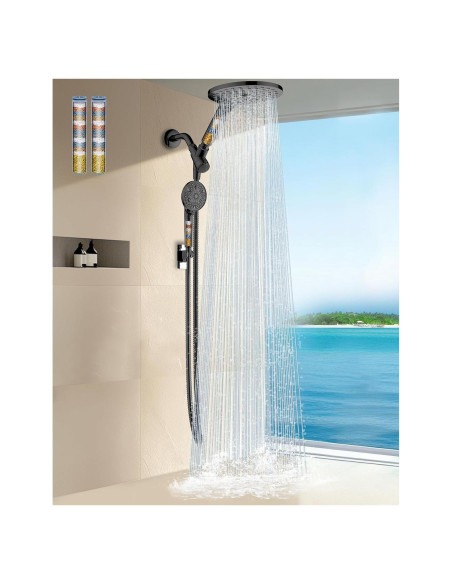Cabezal de Ducha Doble Filtrado MakeFit 8" Negro Mate Cabezal de Ducha Doble Filtrado MakeFit 8" Negro Mate