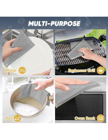 Paños de Cocina Orighty 12 Pcs Microfibra 20x18 cm Gris