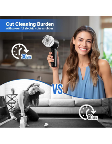 Limpiador Eléctrico de Giro PUFTEM con 6 Cabezas Reemplazables