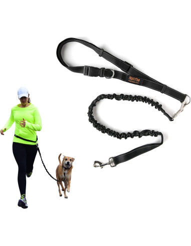 Correa Bungee Sin Manos Mighty Paw para Perros - Negro