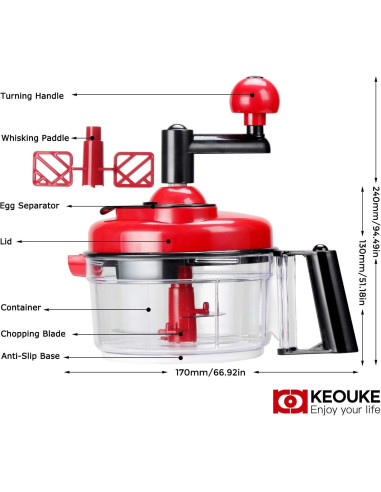 Picador de Cebolla Manual KEOUKE 5 Tazas Acero Inoxidable