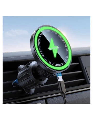 Soporte de Coche MagSafe Lamicall STCV09-B 15W Cargador Inalámbrico