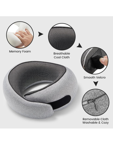 Almohada de Viaje para Cuello SZXYX Espuma de Memoria Gris