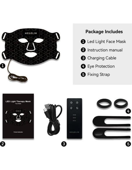 Máscara Facial LED MEGELIN 7 Colores Terapia Luz Rejuvenecedora Máscara Facial LED MEGELIN 7 Colores Terapia Luz Rejuvenecedora