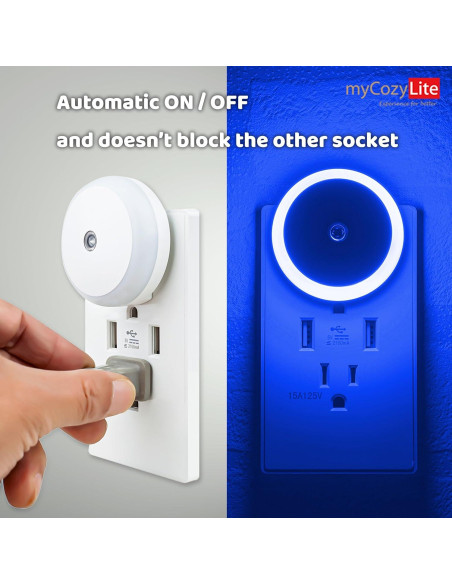 Luz Nocturna LED Azul Enchufable con Sensor Inteligente - 2 Paquete Luz Nocturna LED Azul Enchufable con Sensor Inteligente - 2 Paquete