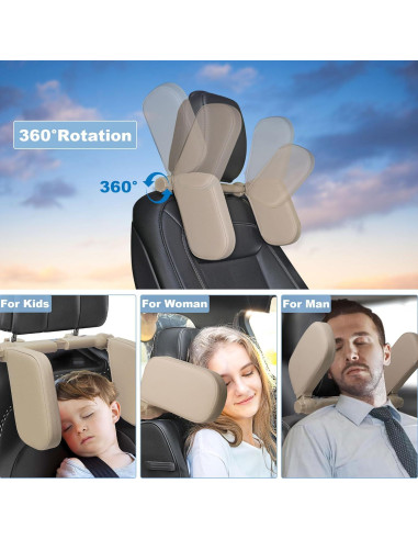 Almohada Reposacabezas Coche C COMCROSFLY Beige Ajustable