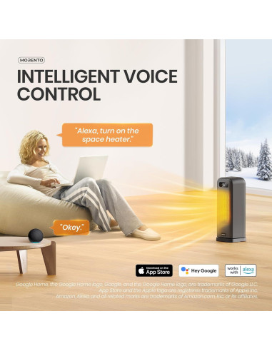 Calefactor Eléctrico MORENTO 1500W Inteligente Wi-Fi Negro