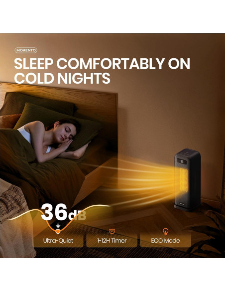 Calefactor Eléctrico MORENTO 1500W Inteligente Wi-Fi Negro Calefactor Eléctrico MORENTO 1500W Inteligente Wi-Fi Negro