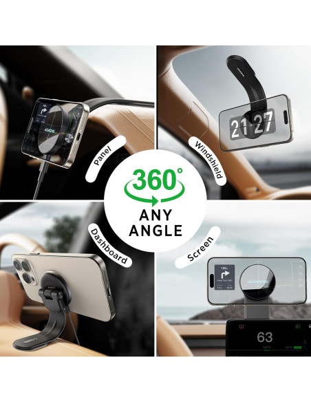 Cargador Inalámbrico MagSafe 15W ACMEZING para Auto Negro Cargador Inalámbrico MagSafe 15W ACMEZING para Auto Negro