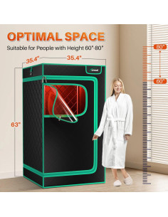 Sauna de Vapor Portátil TOREAD 3L 1200W con Luz Roja 2