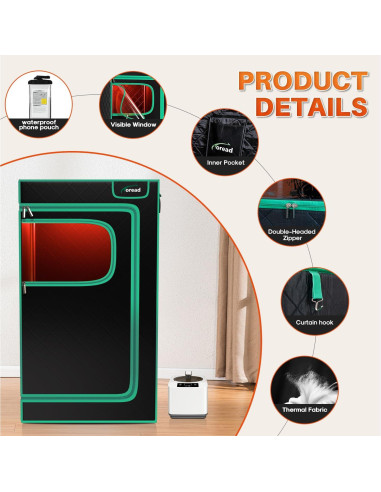 Sauna de Vapor Portátil TOREAD 3L 1200W con Luz Roja