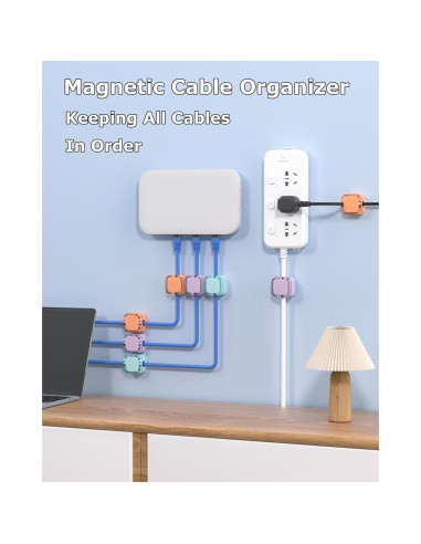 Clips Magnéticos COOCAT para Gestión de Cables Multicolor 8 Pzas