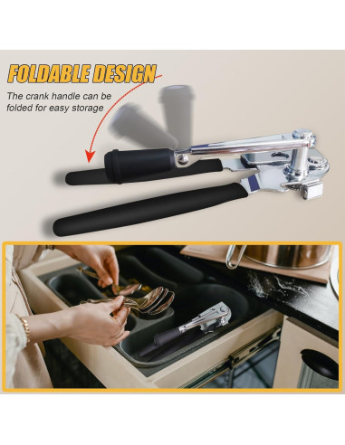 Abrelatas Manual Pesado ICEKATI con Imán y Manivela Plegable