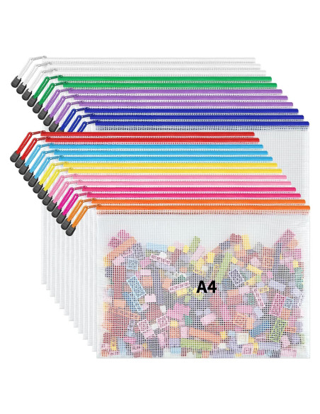 Bolsas de Malla con Cierre JARLINK A4 24 Pcs Multicolor Bolsas de Malla con Cierre JARLINK A4 24 Pcs Multicolor