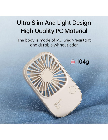 Ventilador de Mano JISULIFE Beige Portátil Recargable USB 3 Velocidades Ventilador de Mano JISULIFE Beige Portátil Recargable USB 3 Velocidades