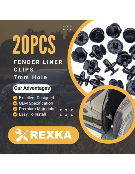 20 Clips de Retención Rexka para Toyota y Lexus 90467-07201 20 Clips de Retención Rexka para Toyota y Lexus 90467-07201