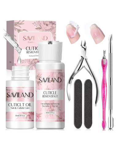 Kit de Cuidado de Uñas Saviland - Removedor y Aceite Cutículas