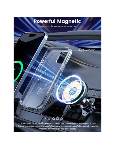 Cargador de coche MOKPR MagSafe 15W con soporte magnético