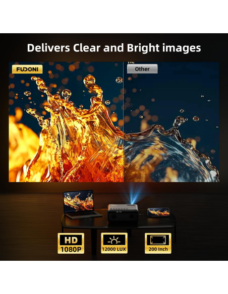 Proyector FUDONI 1080P Full HD WiFi Bluetooth 4K Soportado Proyector FUDONI 1080P Full HD WiFi Bluetooth 4K Soportado