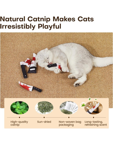 Juguetes para Gatos Potaroma 4Pcs con Catnip y Sonido Crujiente