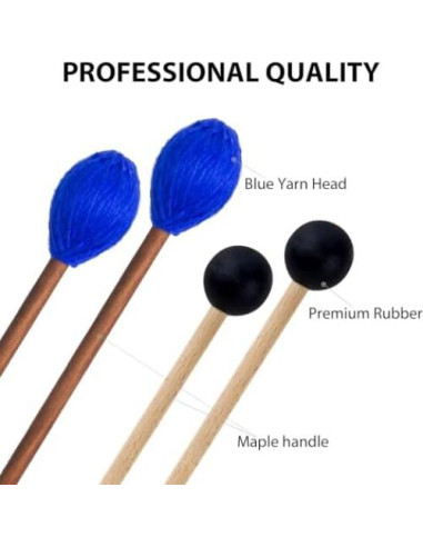 Kit de Mazos de Tambor Gdwsm-4M2 - 2 Pares de Goma y Hilo
