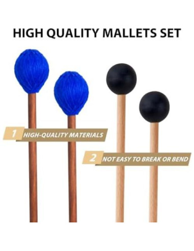 Kit de Mazos de Tambor Gdwsm-4M2 - 2 Pares de Goma y Hilo