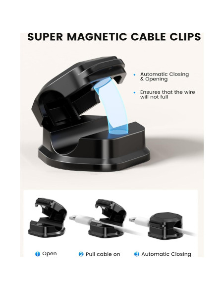 6 Clips Magnéticos para Cables XILILAI - Organizador Ajustable 6 Clips Magnéticos para Cables XILILAI - Organizador Ajustable