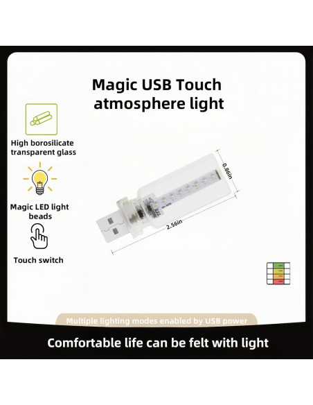 Lámpara de Atmósfera LED Suxuangou USB - 7 Modos de Color Lámpara de Atmósfera LED Suxuangou USB - 7 Modos de Color