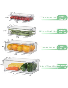 Paquete de 4 Contenedores Organizadores de Refrigerador Novelinks 2