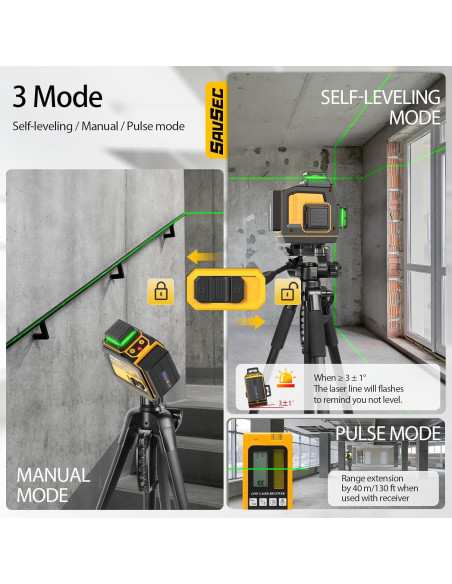 Nivel Láser 360 Autonivelante SAVSEC SV-Y03CG Verde 39.62m Nivel Láser 360 Autonivelante SAVSEC SV-Y03CG Verde 39.62m