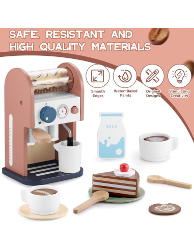 Juguete de Cafetera de Madera GAGAKU 15 Piezas para Niños