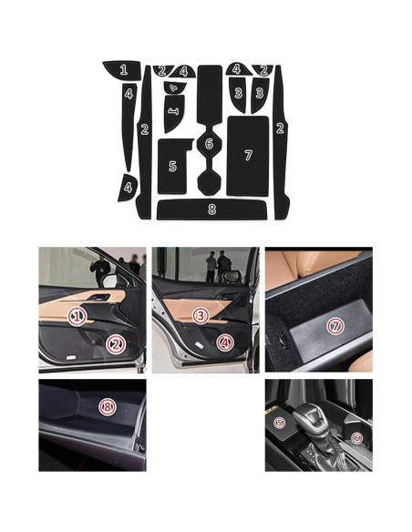 Insertos para Portavasos KEPHTH Toyota Camry 2025 - 18 Piezas Negro Insertos para Portavasos KEPHTH Toyota Camry 2025 - 18 Piezas Negro