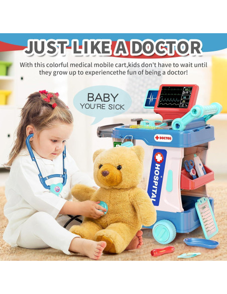 Kit de Doctor Jovow con Carrito y Estetoscopio - Juguete Médico Kit de Doctor Jovow con Carrito y Estetoscopio - Juguete Médico