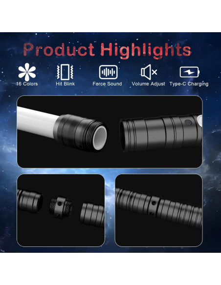 Sables de Luz Oueyes Tipo-C Doble Hoja 16 Colores 79 cm Sables de Luz Oueyes Tipo-C Doble Hoja 16 Colores 79 cm