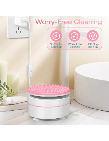 Limpiador de Brochas de Maquillaje Norate Eléctrico IPX7 Rosa