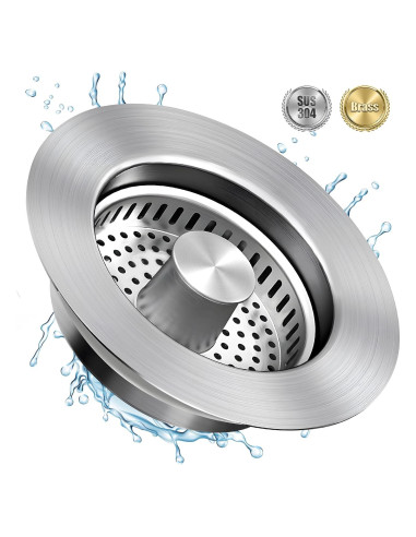 Colador de Fregadero Abigio 3 en 1 Acero Inoxidable 9.3 cm