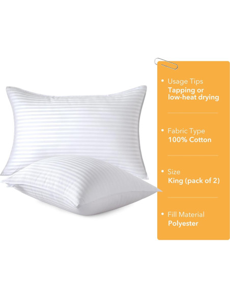 Juego de 2 Almohadas King Oubonun - Alternativa Plumas 50.8x91.4cm Juego de 2 Almohadas King Oubonun - Alternativa Plumas 50.8x91.4cm