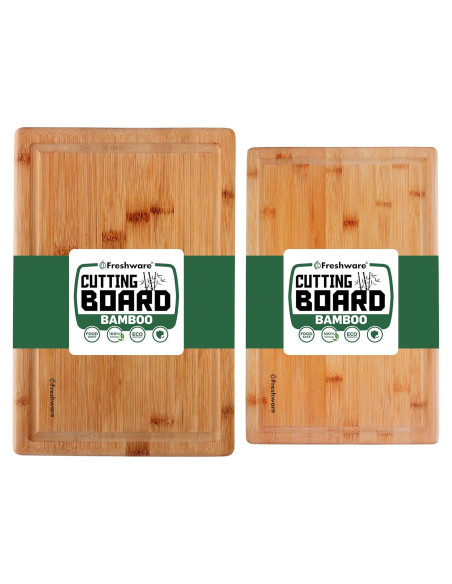 Juego de 2 Tablas de Cortar de Bambú Freshware 30.5 y 38.1 cm Juego de 2 Tablas de Cortar de Bambú Freshware 30.5 y 38.1 cm