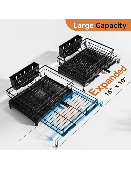 Escurridor de Platos Expandible Laveshop Negro 2.3 kg Drenaje Automático Escurridor de Platos Expandible Laveshop Negro 2.3 kg Drenaje Automático