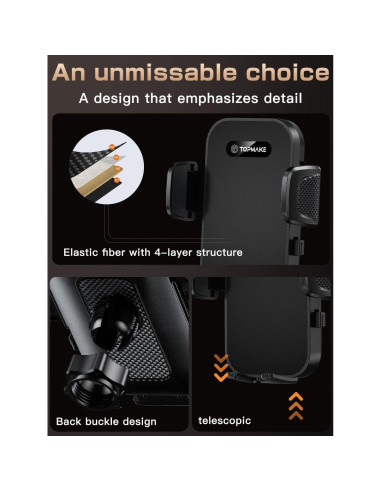 Soporte para Teléfono de Coche Topmake S222A 3 en 1 Negro