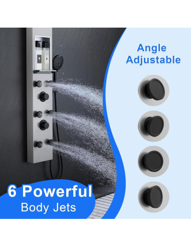 Panel de Ducha POPFLY con Ducha de Lluvia 20.3 cm y 6 Jets