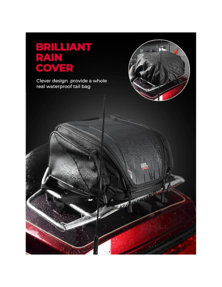 Bolsa de Cola KEMIMOTO para Motocicleta 18-22L Expandible Bolsa de Cola KEMIMOTO para Motocicleta 18-22L Expandible
