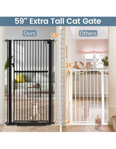 Puerta para Mascotas Extra Alta Keeric 150 cm Negra con Doble Cerradura
