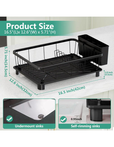 Escurridor de Platos Hiviweer Negro 40x32x14.5 cm Resistente Escurridor de Platos Hiviweer Negro 40x32x14.5 cm Resistente